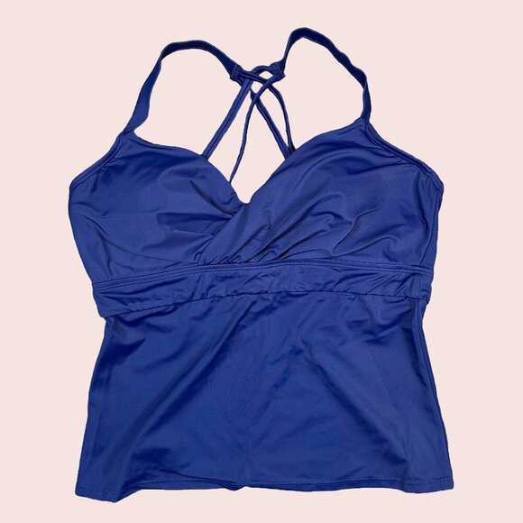 Title Nine Navy Blue Swimsuit Swim Beach Tankini Top Women's Size 36DD - Picture 1 of 3